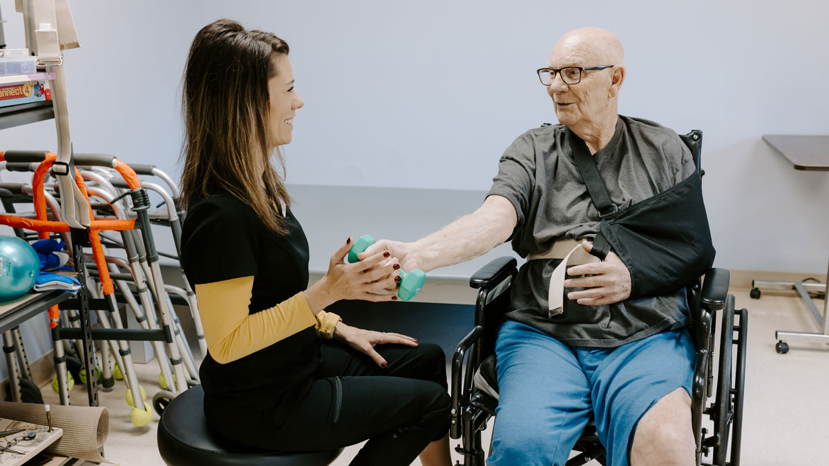 Elder Doing Physical Therapy at Pocahontas Healthcare and Rehabilitation Center